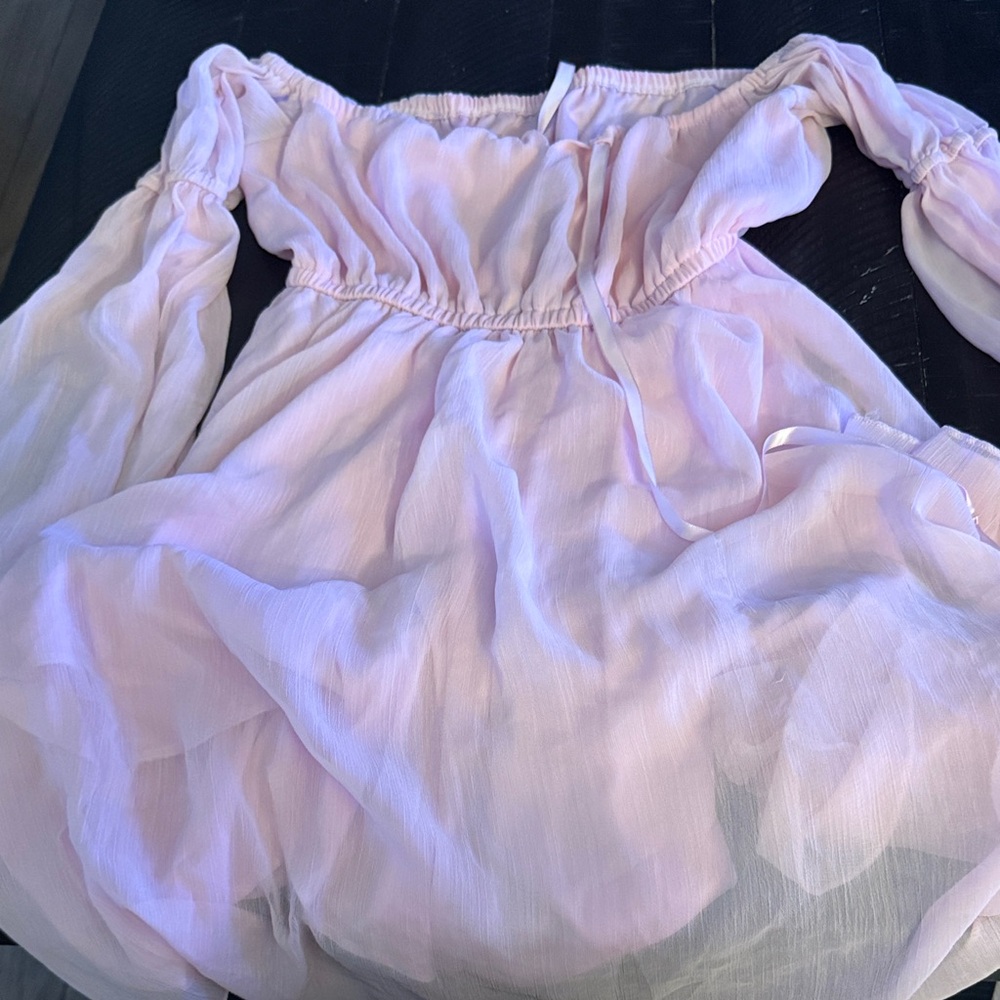 Off-Shoulder Pink Chiffon Dress
